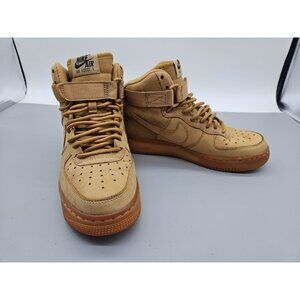 Nike Air Force 1‎ High Top Sneaker Suade/Khaki Shoe Size US 4.5Y UK 4 EUR 36.5